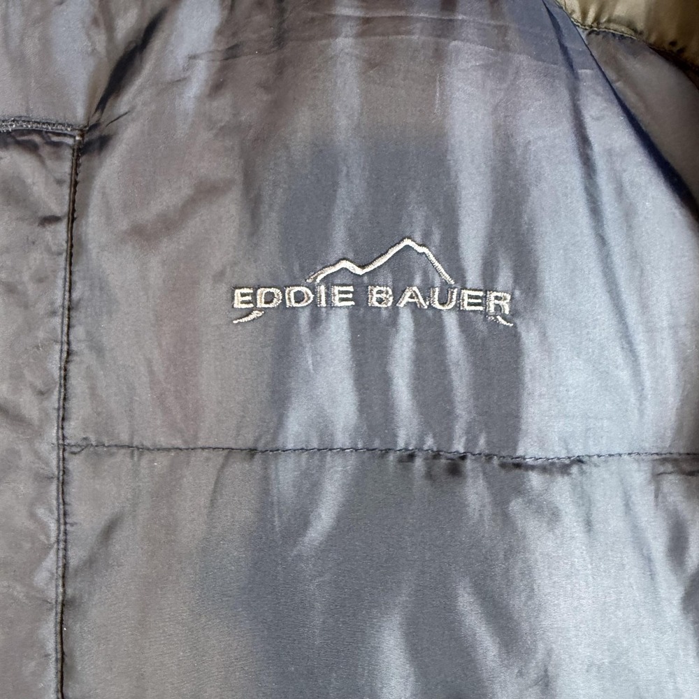 Eddie Bauer Jacket Mens 2XL Black Goose Down Puffer Full Zip Hooded Winter Coat - Picture 2 of 10